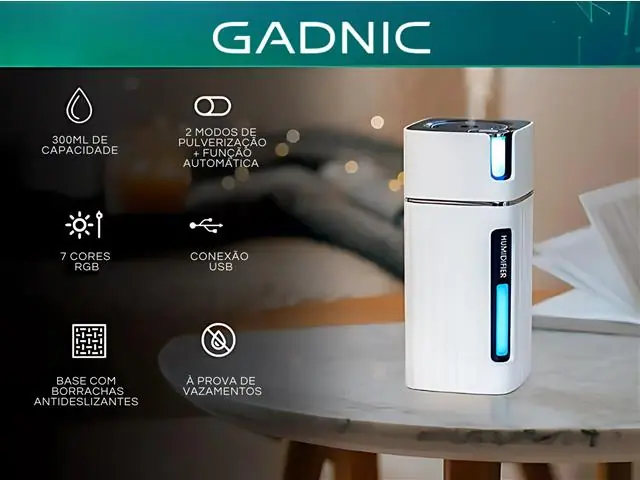 Umidificador de Ar Ultrassônico 300ml com Luz LED Gadnic 110v/220v - 2