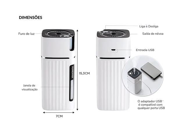 Umidificador de Ar Ultrassônico 300ml com Luz LED Gadnic 110v/220v
