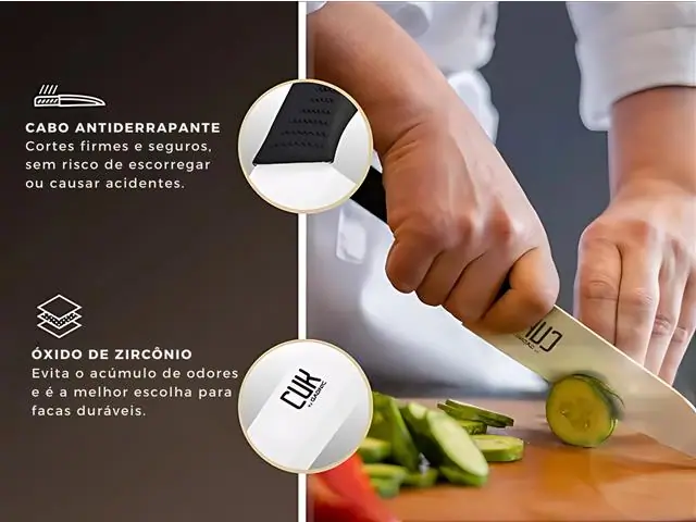 Jogo Facas Gadnic Kit Faca Cozinha Cerâmica Cabos de Silicone 5 Pçs - 2