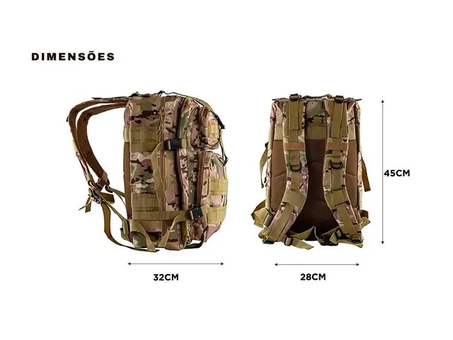 Mochila Tática Camping Militar 45 Lts Grande Impermeável Preto Gadnic - 5