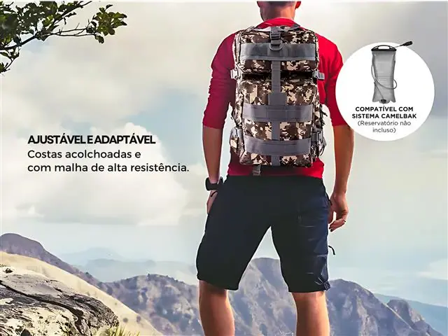 Mochila Tática Camping Militar 45 Lts Grande Impermeável Preto Gadnic - 2