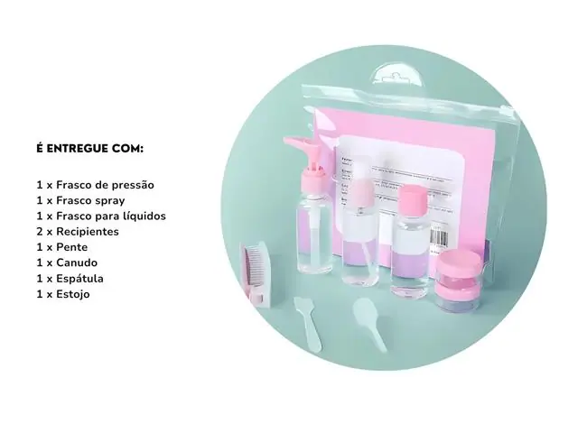 Porta Shampoo, Saboneteira e Pente Kit Viagem 8 Peças Gadnic - 4