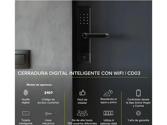 Cerradura inteligente con 4 modos de apertura + WiFi