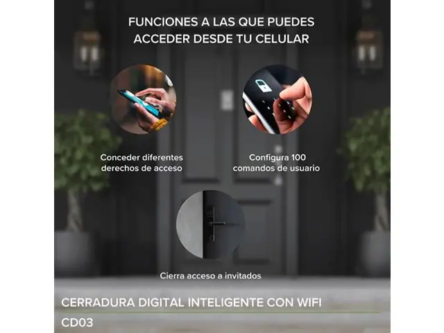 Cerradura inteligente con 4 modos de apertura + WiFi