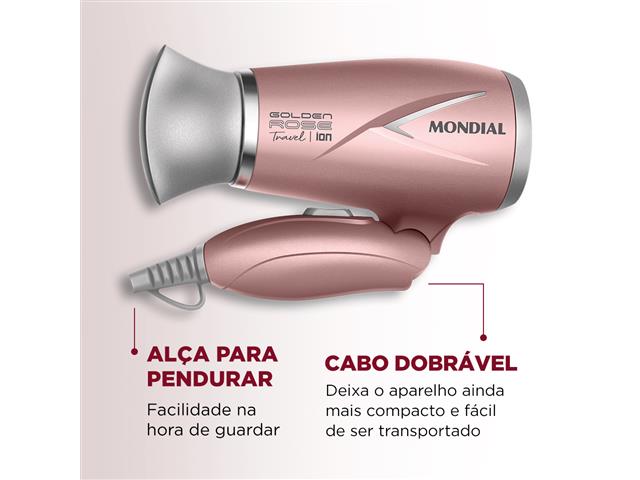 Secador de Cabelos Travel Golden Rose Mondial SC-47-GR Bivolt - 4