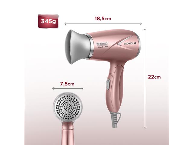 Secador de Cabelos Travel Golden Rose Mondial SC-47-GR Bivolt - 6