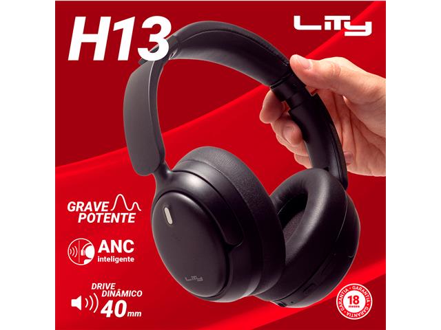Headphone Lity H13P Bluetooth 5.3 65 Horas Anc Híbrido Preto - 4