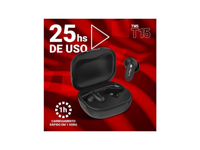 FONE BLUETOOTH TWS – DISPLAY TOUCH | 25H | ANC (T15P - PRETO) - 1