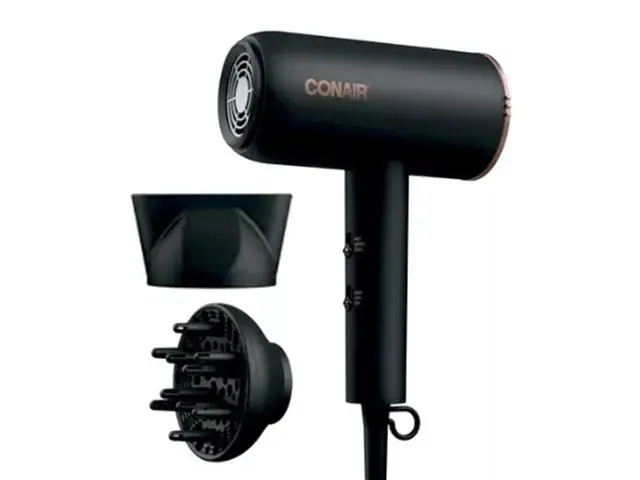 Secadora Cabello Conair Cerámica Titanio Iones Compacta Pelo Color Neg