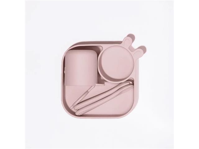 Kit de Alimentação Infantil Silicone 4 Peças Rosa Petit Piá - 4