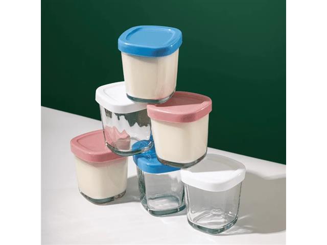 Kit 4 potes de vidro para leite e papinha Rosa 150ml Petit Piá - 1