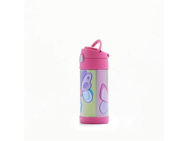 Garrafa Térmica Infantil Funtainer F401 Borboleta Rosa Thermos 355ml - 6