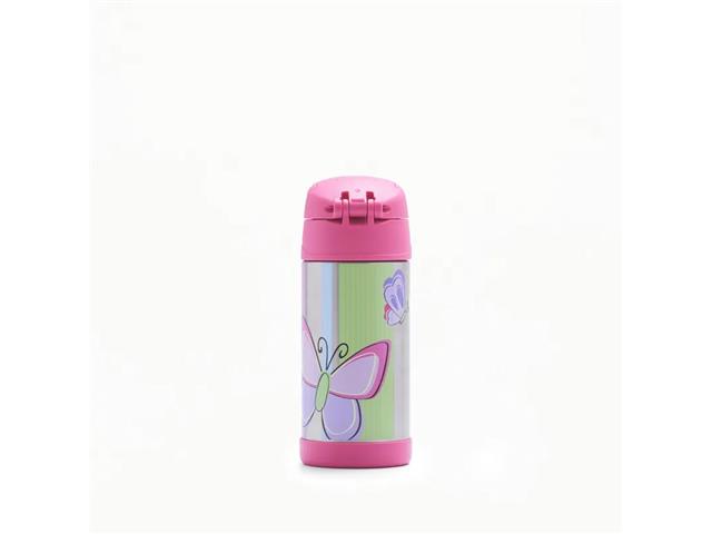 Garrafa Térmica Infantil Funtainer F401 Borboleta Rosa Thermos 355ml - 7