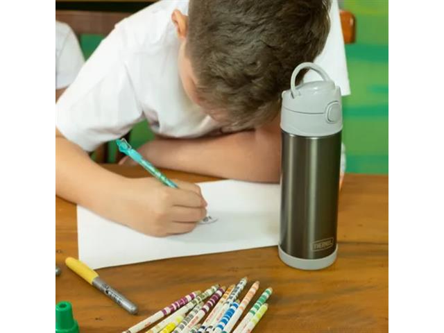 Garrafa Térmica Infantil Funtainer F404 Cinza Claro Thermos 470ml - 1