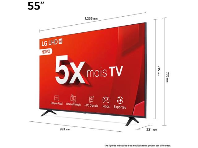 Smart TV LED 55"LG UHD 4K IA ThinQ TV HDR10 webOS 24 3HDMI Alexa Wi-Fi - 4