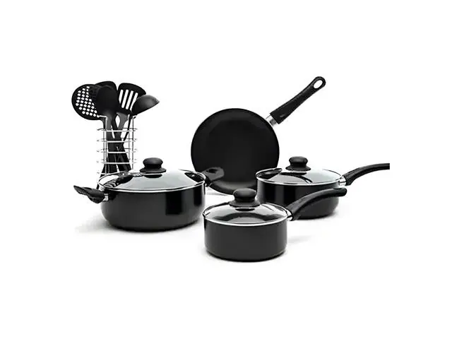 Juego Batería Cocina 13 Piezas Recubrimiento Antiadherente Negro