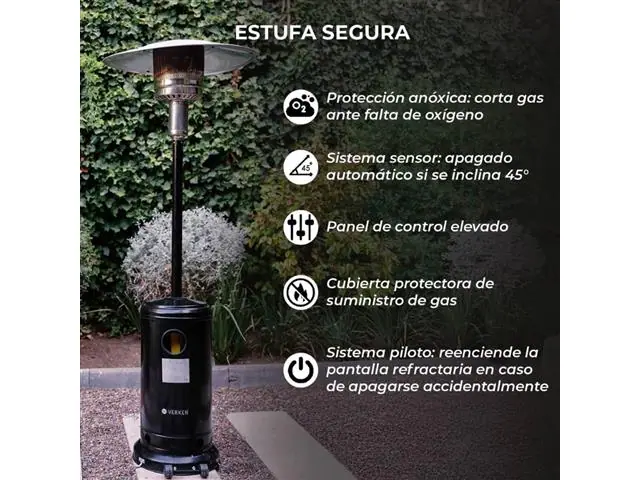 Estufa Exterior Gas Svart Pro Negro Mate para Terrazas y Patios