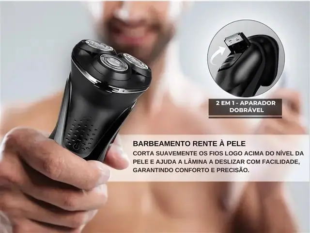 Barbeador Elétrico 3 Lâminas Gadnic com Display Digital USB Bivolt - 3
