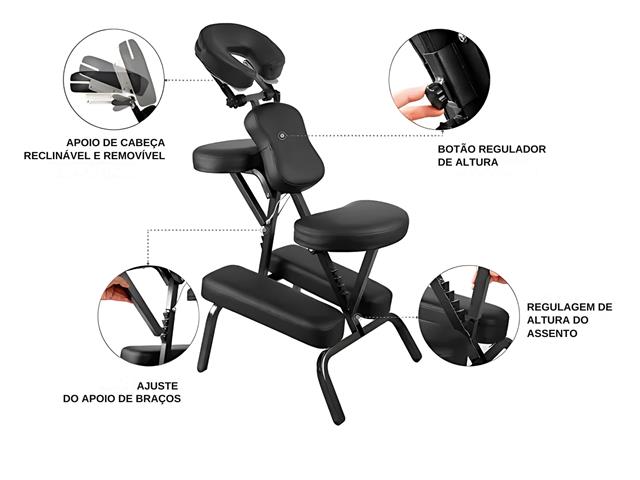 Cadeira Quick Massage Gadnic Dobrável com Bolsa Portátil Preto - 3