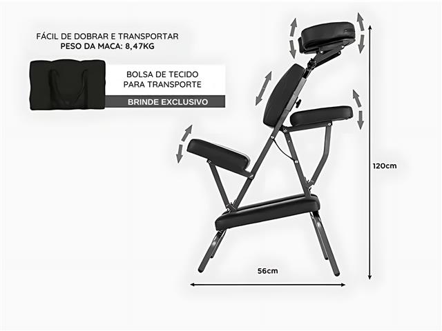 Cadeira Quick Massage Gadnic Dobrável com Bolsa Portátil Preto - 4
