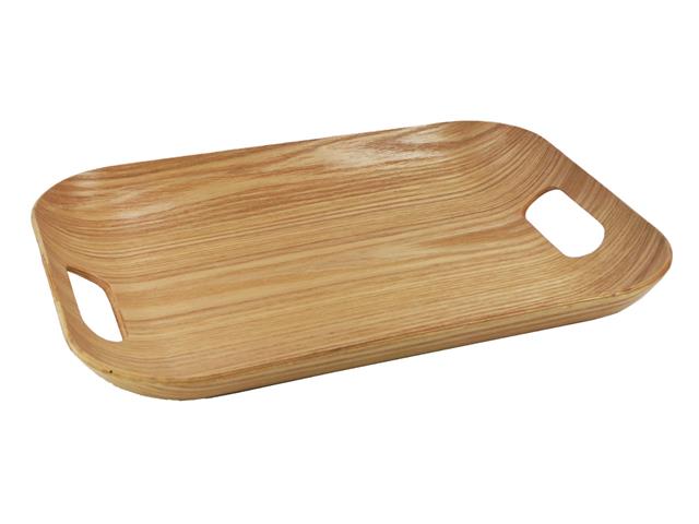 Bandeja Carol rectangular con asas 45 x 36 x 4.5 cm color madera