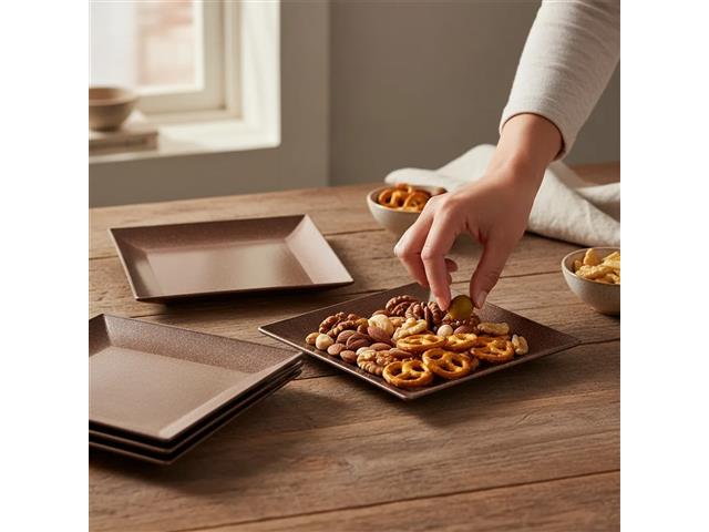 Jogo Evo Petisqueira Quadrada com 4 Peças - Imbuia - 6