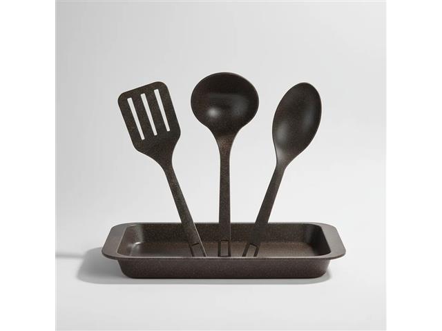 Kit Evo de Utensílios com Travessa 4 Peças - Imbuia - 9