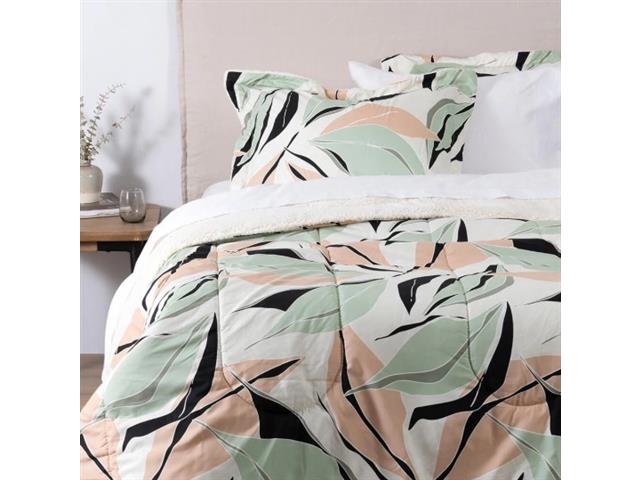 Plumón Estampado Sherpa 1.5 Plazas Turquesa Fabrics