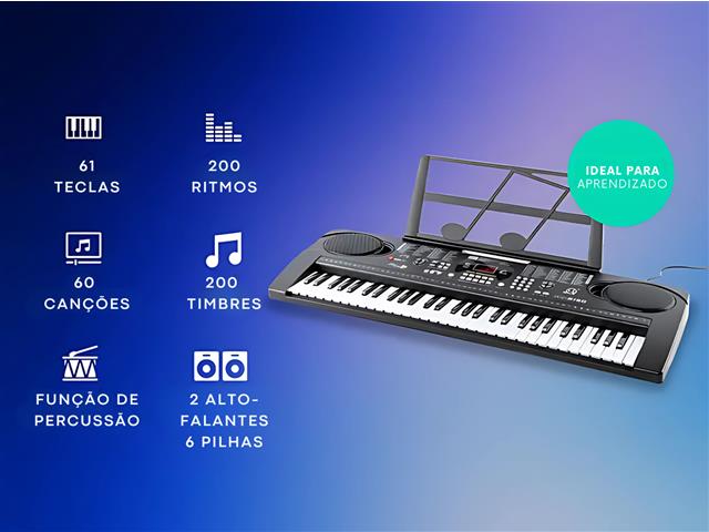 Teclado Musical GADNIC 61 Teclas com Microfone 110V - 1