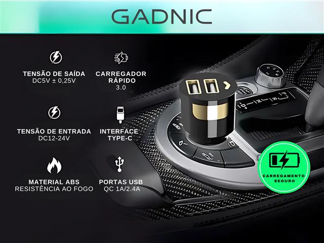Carregador Veicular GADNIC USB Tipo C 24V Rápido - 1