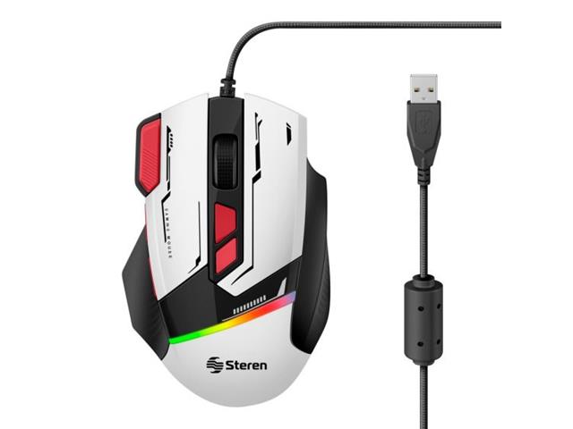 Steren Mouse USB Gamer Ergonómico DPI Blanco