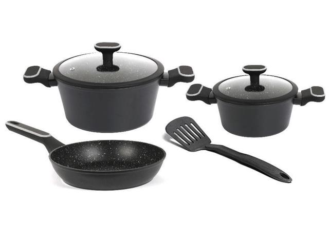 Batería de Cocina Carol Antiadherente Inducción Granito negro 6 piezas