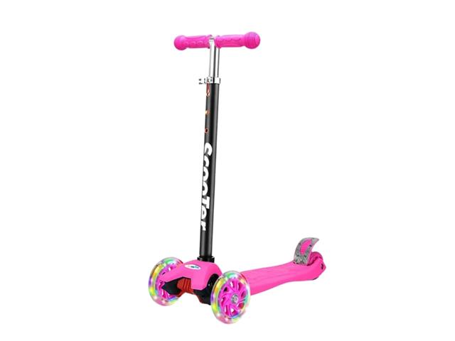 Scooter Monopatín 3 Ruedas LED Infantil Regulable Rosado