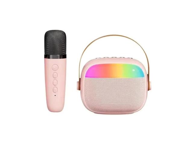 Mini Parlante Karaoke Infantil Micrófono Portátil Recargable Rosa