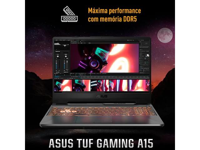 Notebook Gamer ASUS TUF A15 Ryzen7 16GB 512GB W11 156" Graphite Black - 5