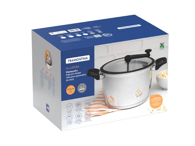 Pipoqueira Tramontina Allegra em Aço Inox e Tampa de Vidro 5,6 L - 3