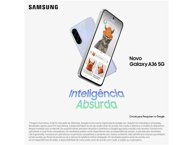Smartphone Samsung Galaxy A36 5G, 256GB, Câm. Tripla 50MP, Branco - 7