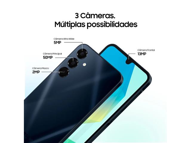 Samsung Galaxy A16 5G 128GB Azul, Tela 6.7", NFC, Android 14, 4GB RAM - 6