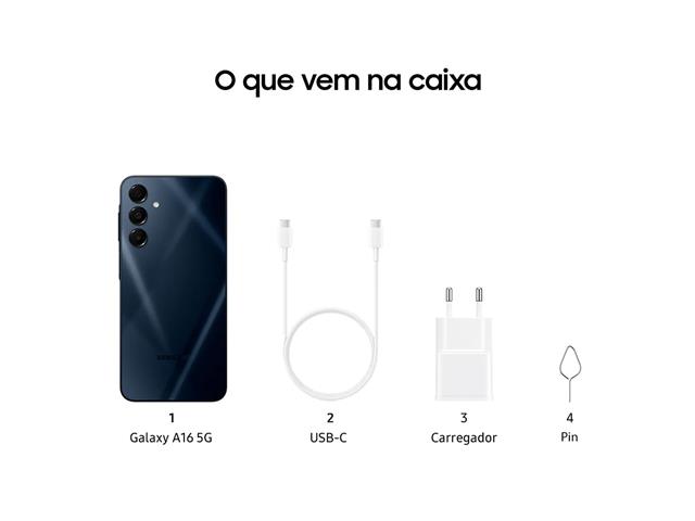 Samsung Galaxy A16 5G 128GB Azul, Tela 6.7", NFC, Android 14, 4GB RAM - 9