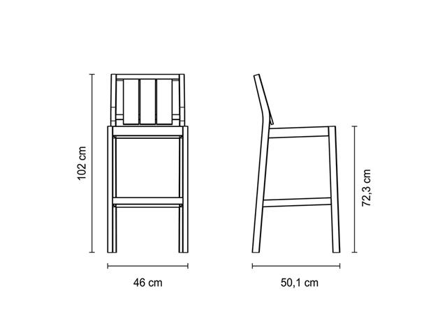 Banco Alto Tramontina Lanati em Madeira Jatobá FSC com Acabamento em V - 1
