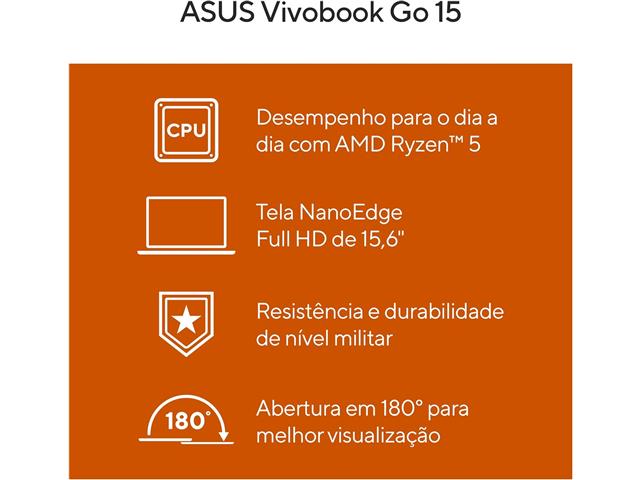 NOTEBOOK ASUS E1504 RYZEN 3 7320U 8GB 256GB SSD 15.6" W11 - 1