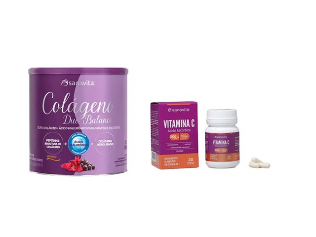 Colageno Duo Hibisco Frutas Roxas  330G Sanavita + VITAMINA C