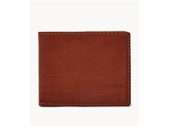 Billetera Fossil Neel Bifold de Cuero para Hombre, Marrón Claro