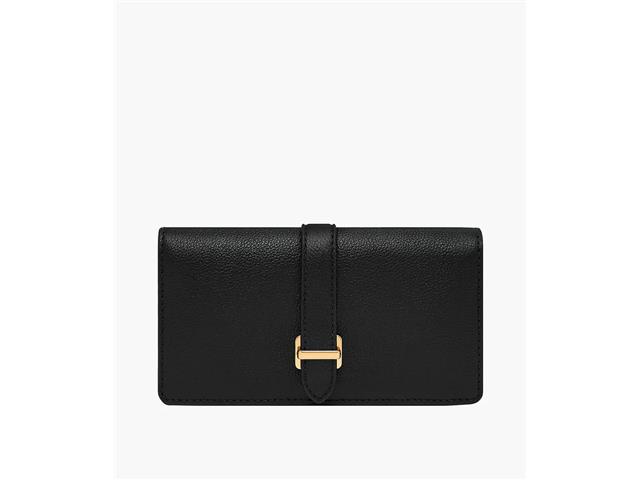 Billetera Fossil Emery Large Snap Bifold para Mujer, Negro