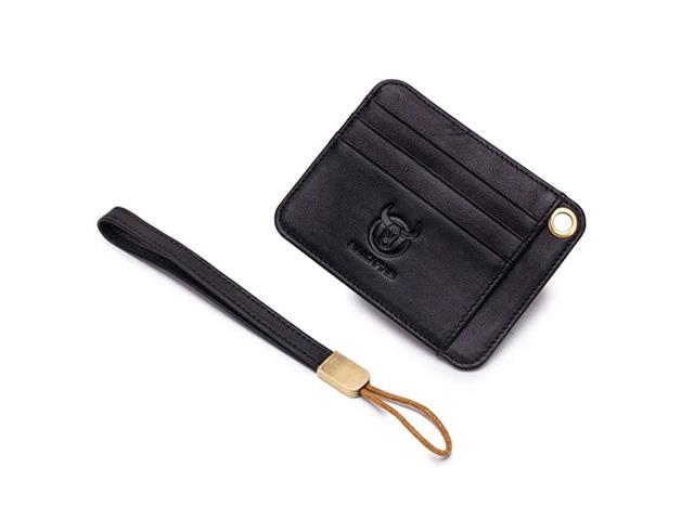 Tarjetero de Cuero BullCaptain para Hombre, Negro