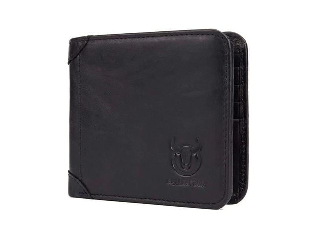 Billetera de Cuero BullCaptain para Hombre, Negro Mate