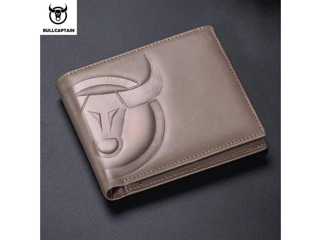 Billetera de Cuero BullCaptain para Hombre, Azul Marrón
