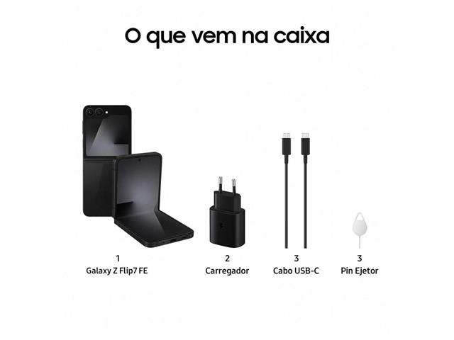 Smartphone Samsung Galaxy ZFlip7 FE 5G Dobrável6.7"256GB 50+10MP Preto - 4