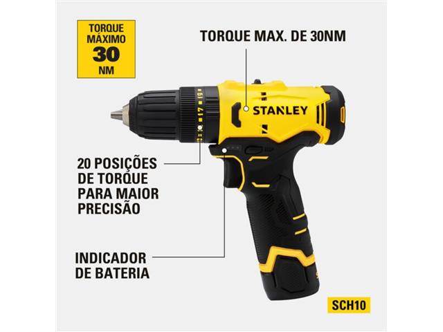 Kit Stanley Parafusadeira e Furadeira 12V 2 Baterias - 5