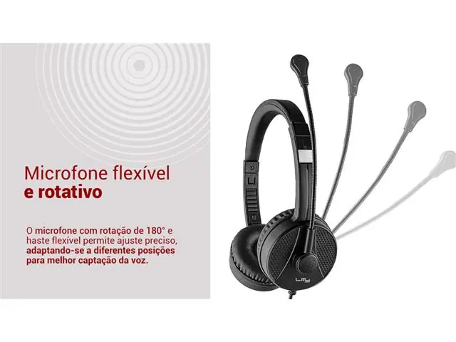Headset Corporativo USB Lity HC11 c/  Mic ANC Preto - 3